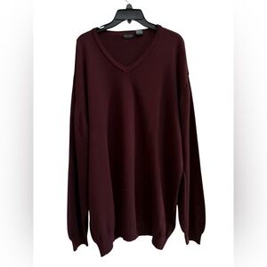 Cellini Italian Wool Blend V-Neck Sweater Burgundy Men’s 3XLT Big Tall